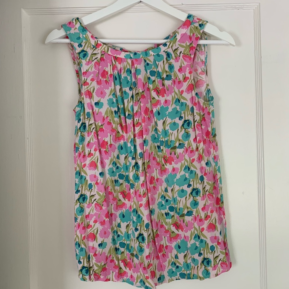 Boden Pink and Blue Floral Sleeveless Top